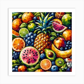 Tropical Fruits Cubist Art Art Print