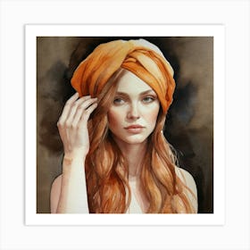 Default A Watercolor Painting Of A Woman Wearing A Turban By D 0 Art Print