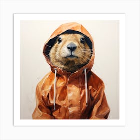 Watercolour Cartoon Prairie Dog In A Hoodie 3 Art Print