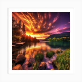 Sunset Over Lake 24 Art Print