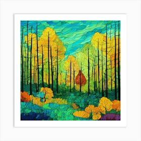 Autumn Forest, abstract painting Art Print