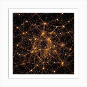 A Glowing Neural Network Of Interconnected Nodes In A Grid On A Dark Background 1 Art Print