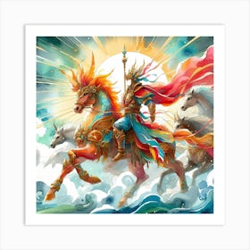 Chinese Emperor On Horseback Art Print