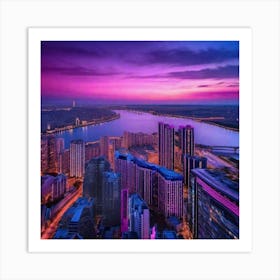 Sunset Over A City Art Print