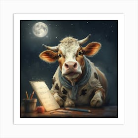 Cow At School Art Print