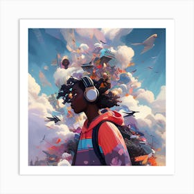 Material Things Around Head Surrealism Art Print