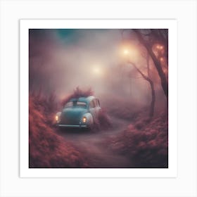 Old Car In The Fog Art Print