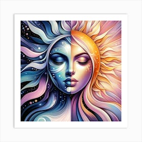 Sun And The Moon - Figurative Art Print