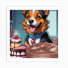 cute smily with cake Art Print