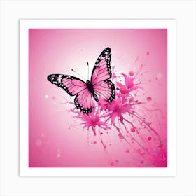 Pink Butterfly Wallpaper Art Print