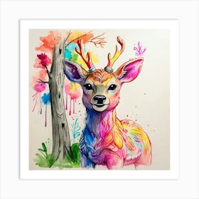 Deer Watercolor Painting 5 Art Print