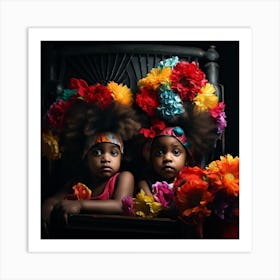 Two Little Girls With Afros Art Print