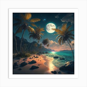 Beach At Night 1 Art Print