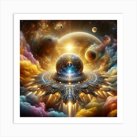 Spaceship In The Clouds 1 Art Print