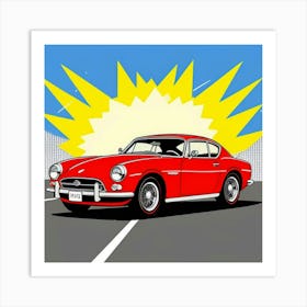 Energetic Red Car Urban Comic Poster Art Print