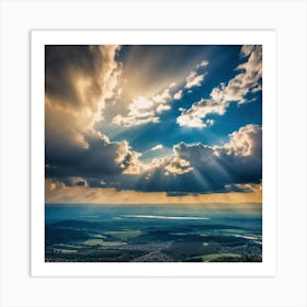 Sunbeams Over A Valley Art Print