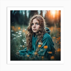 Portrait Of A Girl In A Field Art Print