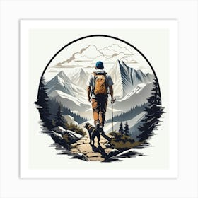 Man Hiking With His Dog Art Print