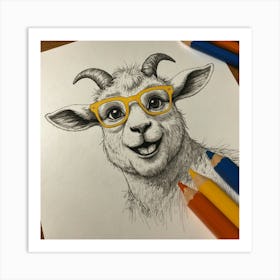 Goat With Glasses Art Print