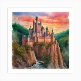 An Enchanting Medieval Castle Perched 5 Art Print