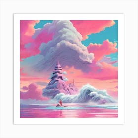 Pink Sky With Clouds Art Print