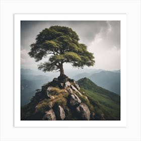 Lone Tree On Top Of Mountain 21 Art Print