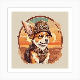 Steampunk Corgi Art Print