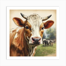 Cow On A Farm Art Print