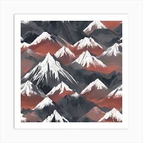 Mountains In Red And Black Art Print