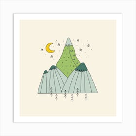 Mountain With Stars Art Print