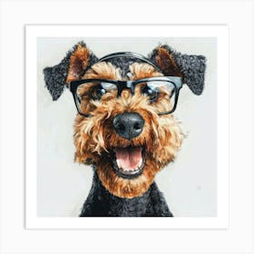 Dog With Glasses 4 Art Print