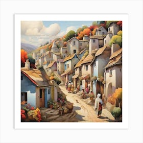 Village In The Mountains Art Print