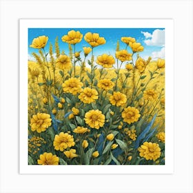 Yellow Cosmos 4 Art Print