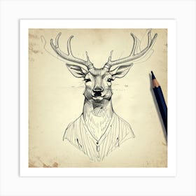 Deer Head 11 Art Print