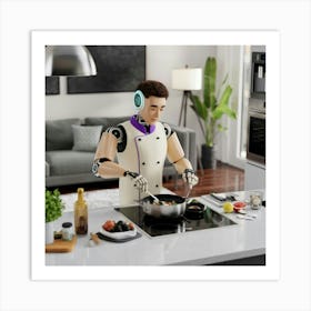 A 3d Render Of A Smart Robot Cooking Foo B Bdrtk2s Ekk9h1lwfitw Srtn1kzaqs Pw5tuymeeng Art Print