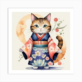 Kimono Cat Art Print