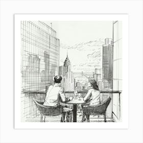 Couple Sitting On A Balcony Art Print