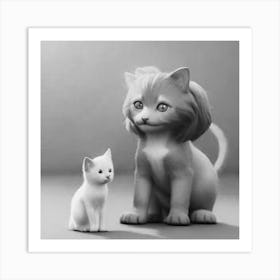 Black and White Cats Art Print