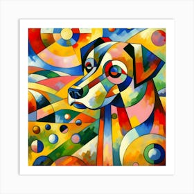 Dog With Colorful Circles Art Print