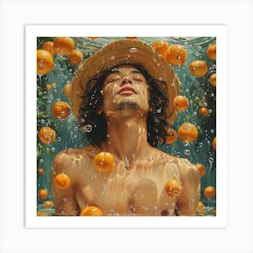 Man In The Water With Oranges Art Print