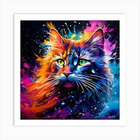 Colorful Cat Painting Art Print