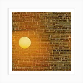 Sun glow over black bricks Art Print