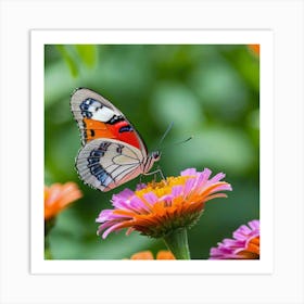 Butterfly On A Flower 8 Art Print