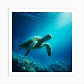 Sea Turtle - Sea Turtle Stock Videos & Royalty-Free Footage 2 Art Print