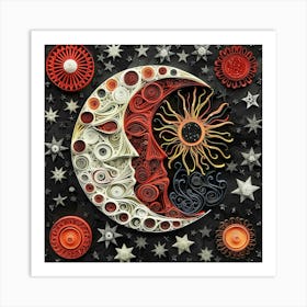 Moon And Stars Art Print