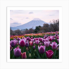 Tulips In Front Of Mount Fuji 1 Art Print