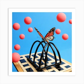 Butterfly On Chess Board Art Print