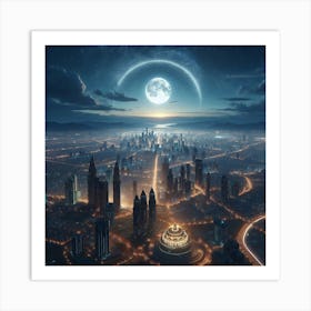 Cityscape At Night Art Print