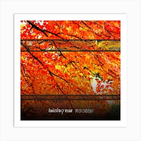 Autumn Themed Sale Banner Featuring Rich Textured Leaves In Shades Of Orange And Yellow Intertwine (2) Art Print