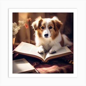 Libro Con Perro 222146236 Art Print